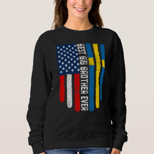 Camiseta Bandeira Americana e Suecia Melhor Irmão Grande Nu