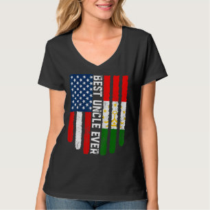 Camiseta Bandeira Americana e Tajiquistão Melhor Tio Nunca
