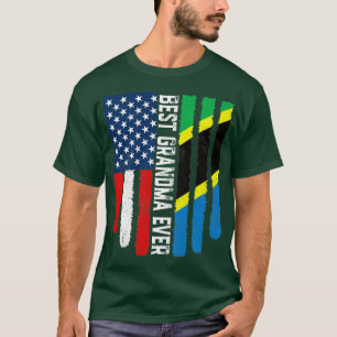 Camiseta Bandeira Americana e Tanzânia Melhor Vovó Nunca Fa