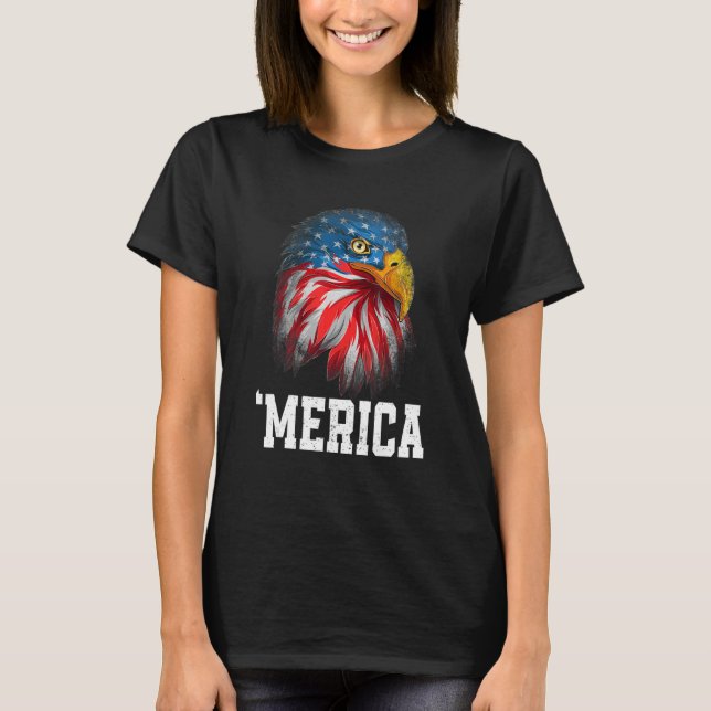 Camiseta Bandeira Americana Em 4 De Julho 'América Bald Eag (Frente)