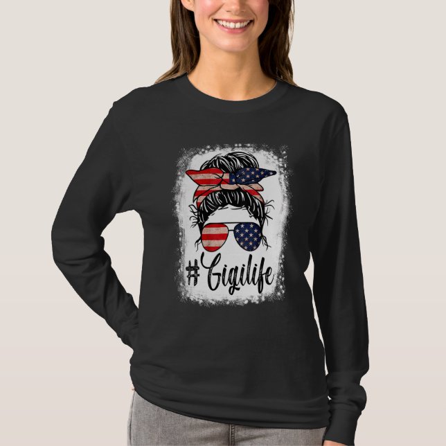 Camiseta Bandeira Americana Em 4 De Julho Gigi Life Messy B (Frente)