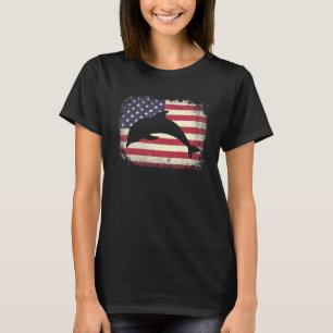Camiseta Bandeira Americana Em 4 De Julho, Pai De Golfinhos
