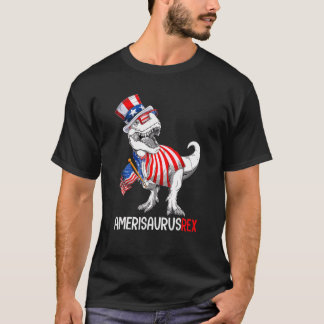 Camiseta Bandeira Americana Em 4 De Julho Rex Dinossaur Ame