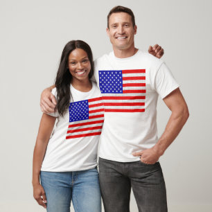 Camiseta Bandeira Americana em Burlap Linen Rustic Jute
