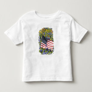 Camiseta Bandeira Americana em campo de Blue Bonnets,