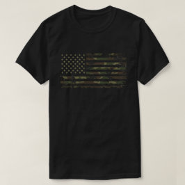 Camiseta Bandeira Americana em Cores de Camuflagem Militar