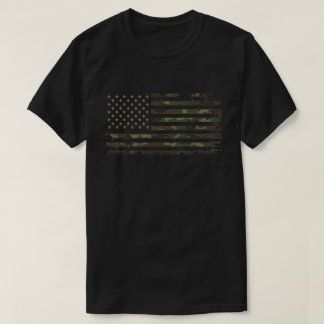 Camiseta Bandeira Americana em Cores de Camuflagem Militar