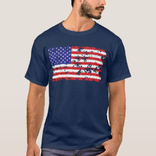 Camiseta Bandeira Americana em Padrão Desapontado
