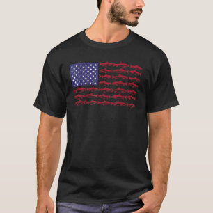 Camiseta Bandeira Americana Engraçada Pesca Homens Meninos 
