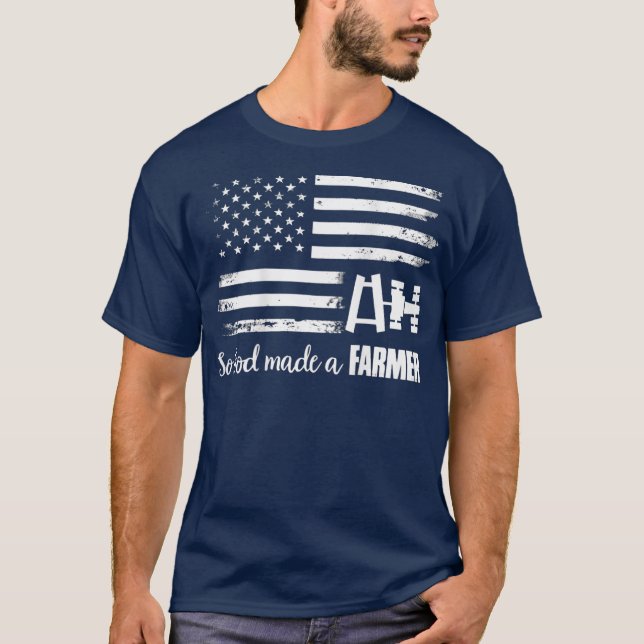 Camiseta Bandeira Americana Então Deus Fez Um Agricultor (Frente)
