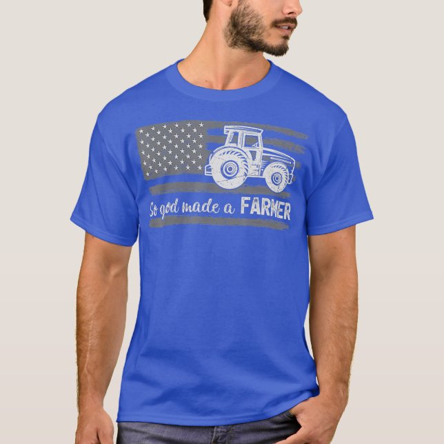 Camiseta Bandeira Americana, Então Deus Fez Um Agricultor (Frente)