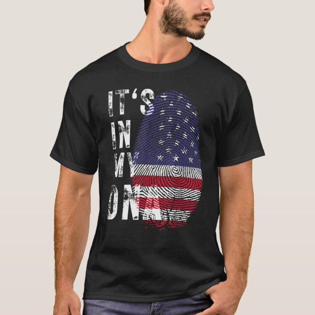 Camiseta Bandeira Americana Está Na Minha Impressão Digital (Frente)
