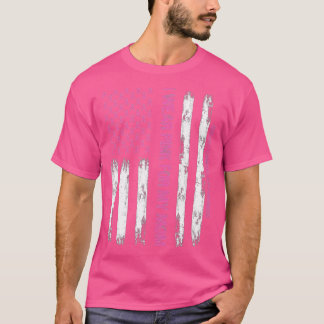 Camiseta Bandeira Americana Eu Visto Rosa Para O Meu Cancer