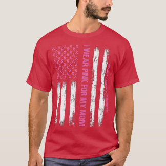 Camiseta Bandeira Americana Eu Visto Rosa Para O Meu Cancer