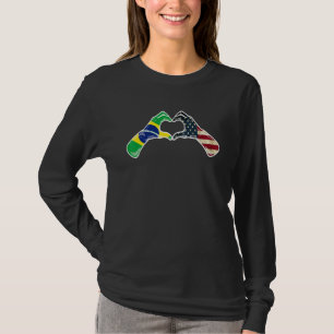 Camiseta Bandeira americana EUA Brasil Coração brasileiro