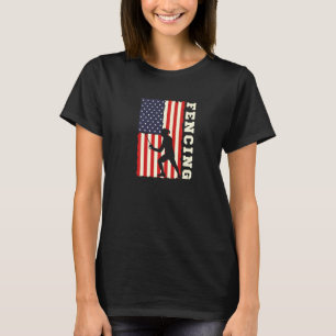 Camiseta Bandeira Americana EUA Patriótico Esgrima Treinado