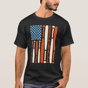 Camiseta Bandeira americana EUA Softbol Bastão Softbol Soft