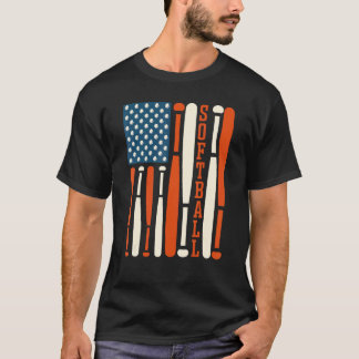 Camiseta Bandeira americana EUA Softbol Bastão Softbol Soft