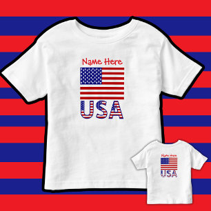 Camiseta Bandeira Americana EUA Vermelha Personalizada