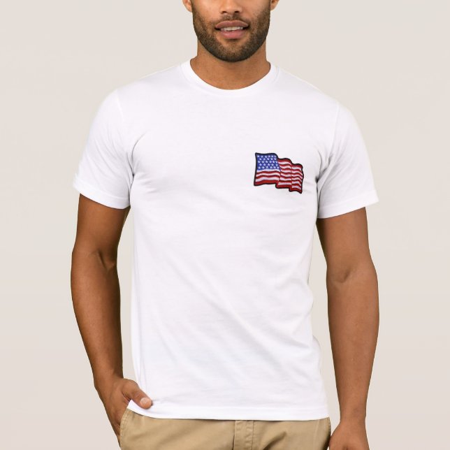 Camiseta Bandeira Americana Faux Embroiderada Patriótica (Frente)