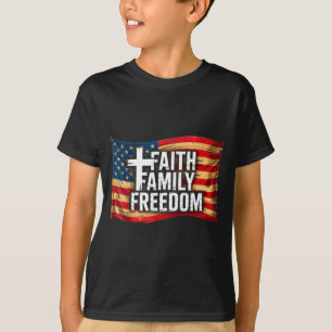 Camiseta Bandeira Americana Fé Família Dom Cristão