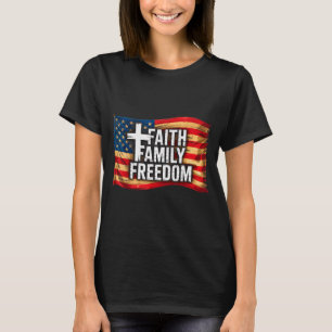 Camiseta Bandeira Americana Fé Família Liberdade Cristã