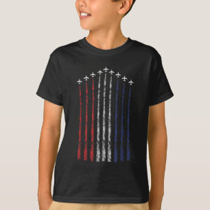 Camiseta Bandeira Americana: Fighter Jet Con Trail