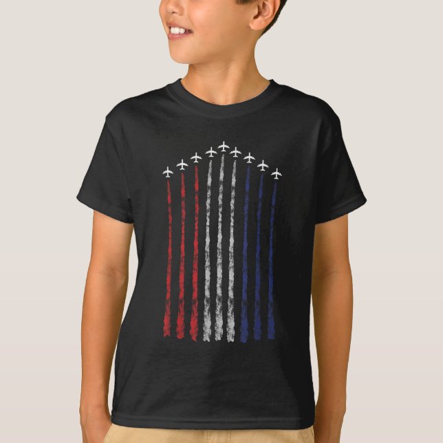 Camiseta Bandeira Americana: Fighter Jet Con Trail (Frente)