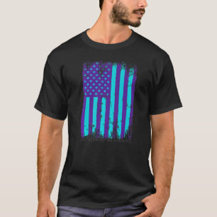 Camiseta Bandeira Americana Fita Suicídio Sensibilização Cu