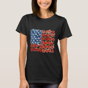 Camiseta Bandeira Americana Flor Retro Usa Patriótica 4 De 