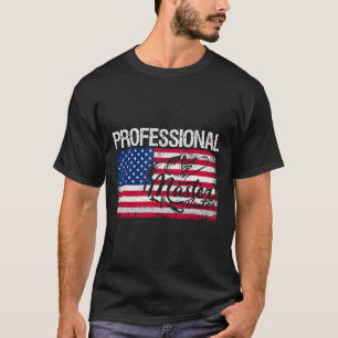 Camiseta Bandeira Americana Funny Fishing Retro Profissiona
