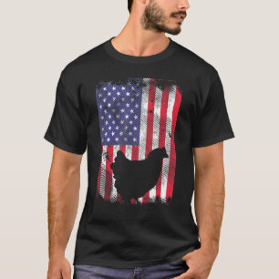 Camiseta Bandeira Americana Galinha Vintage Cultivo Animal