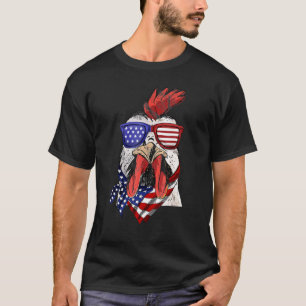 Camiseta Bandeira Americana Galo Galinha 4 De Julho Homens