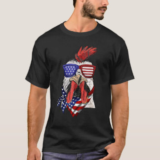 Camiseta Bandeira Americana Galo Galinha 4 De Julho Homens