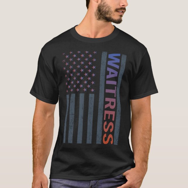 Camiseta Bandeira Americana - Garçonete (Frente)