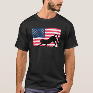 Camiseta Bandeira Americana Gato Distressed Animal EUA Kitt