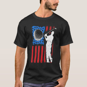 Camiseta Bandeira Americana Golf 4 de julho Golfer Patrióti