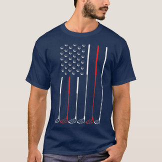 Camiseta Bandeira Americana Golf Clubs Golf Stick Flag Gift