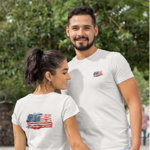 Camiseta Bandeira Americana Grafitada Design Frente e Ver