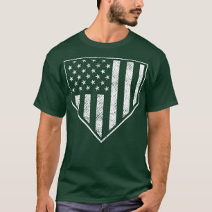 Camiseta Bandeira Americana Grunge Home Plate Patriótica Ba
