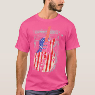 Camiseta Bandeira Americana Guitarra 4 De Julho Guitarrista