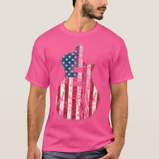Camiseta Bandeira Americana Guitarra Musicista Em Descanso