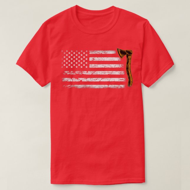 Camiseta Bandeira Americana Hatchet Engraçado Ax Joga Pão (Frente do Design)