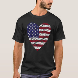 Camiseta Bandeira Americana Heart Em 4 De Julho, Orgulho Pa