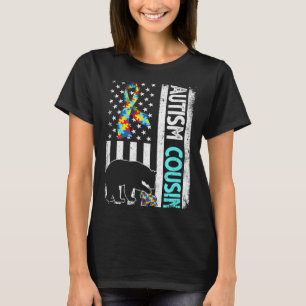 Camiseta Bandeira Americana Incomodada Autismo Cousin Bear