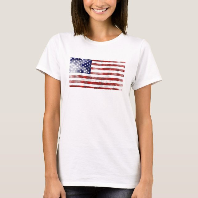 Camiseta Bandeira Americana Incomodada e Desbotada (Frente)
