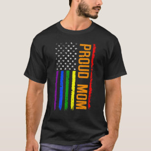 Camiseta Bandeira Americana Incomodada Orgulhosa Mãe Lgbt L