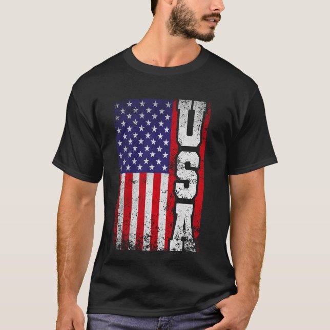 Camiseta Bandeira Americana Incomodada US 4 De Julho Estado (Frente)