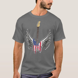 Camiseta Bandeira Americana Incomodada Violão Elétrico e As