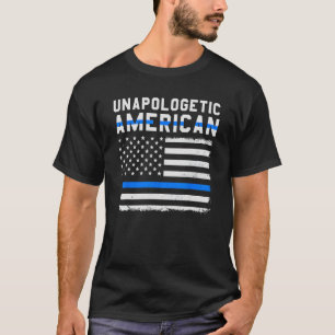 Camiseta Bandeira Americana Indesculpável Thin Blue Line Pa